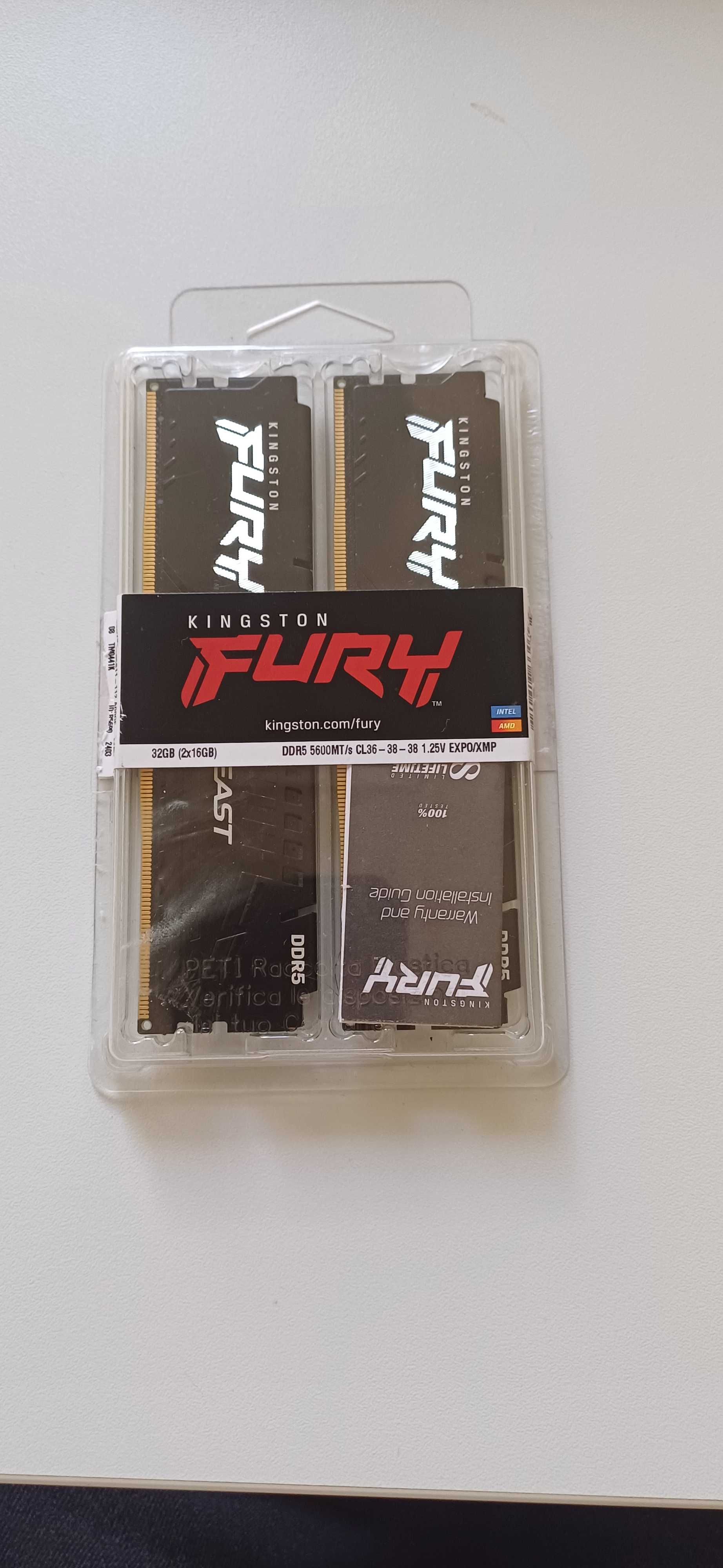 32GB (2x16GB) RAM DDR5 5600Mhz - Kingston Fury