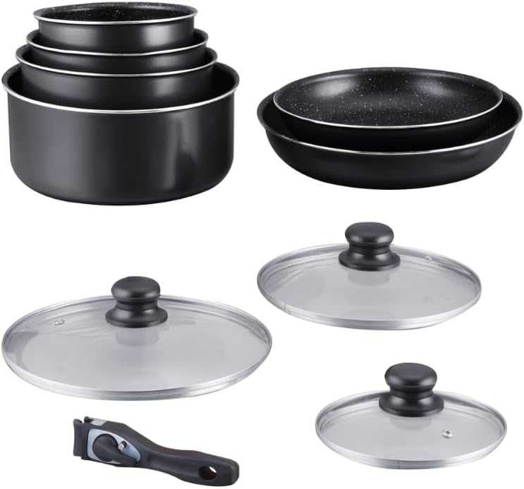 Set vase HAGEN 10 piese înveliș stone, mâner detașabil inducție