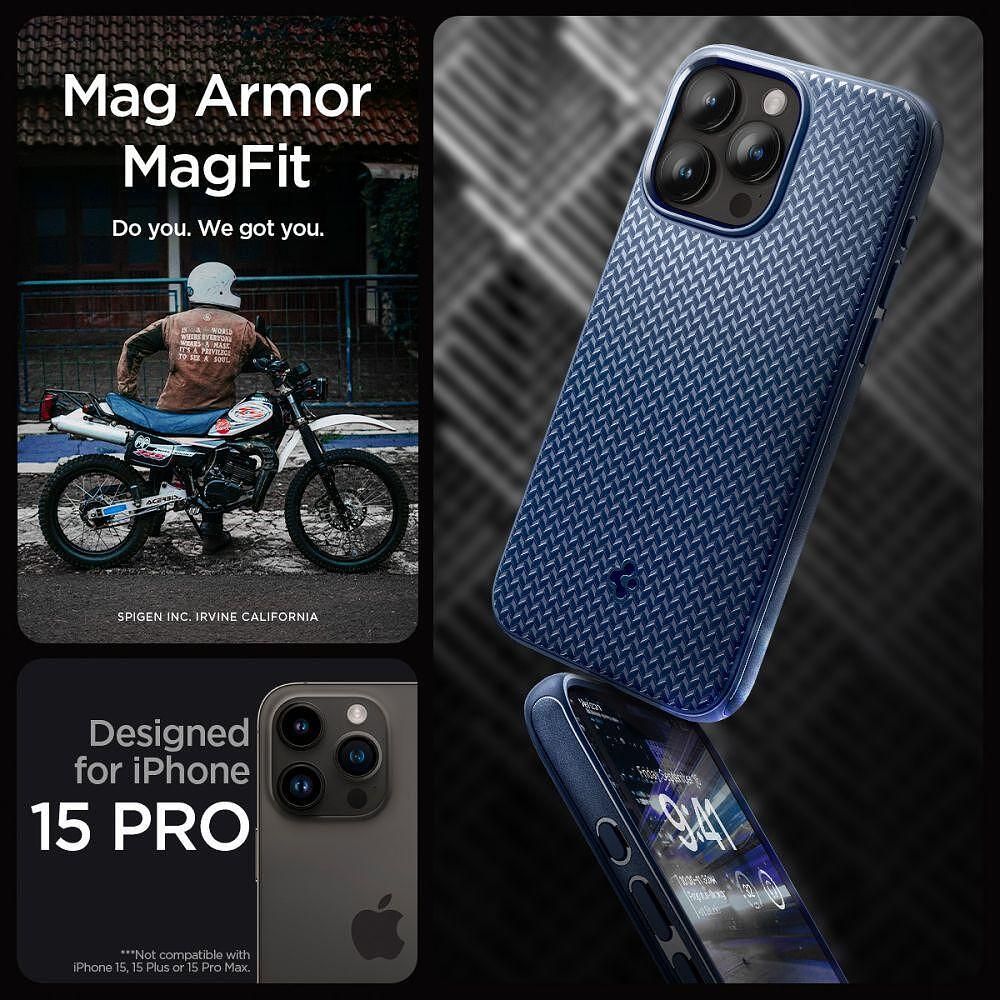 Кейс spigen mag armor magsafe за iphone 15 pro navy blue