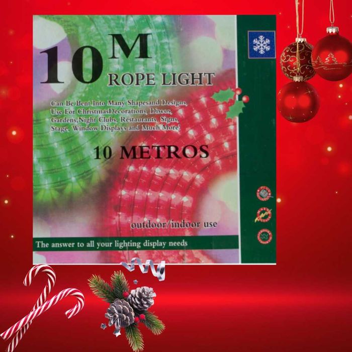 Светещ коледен маркуч – 10 м многоцветен, LED