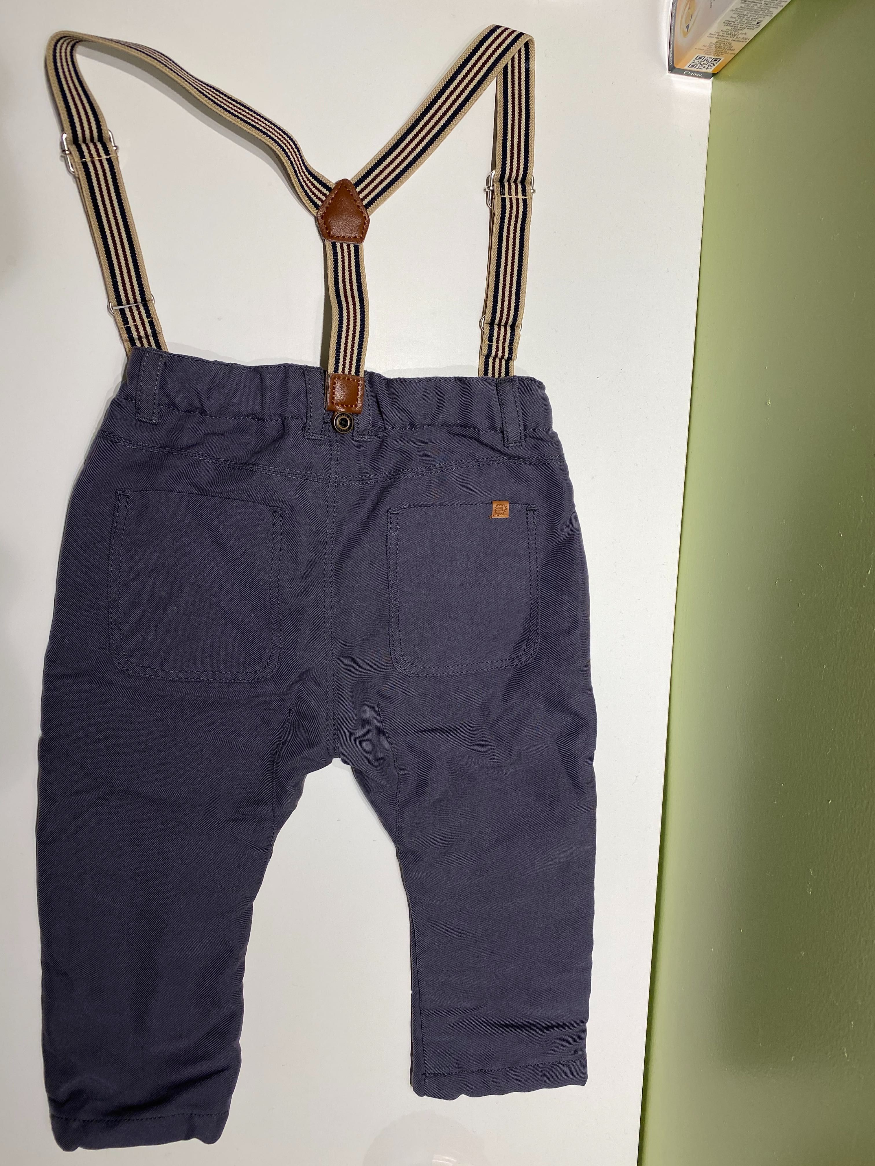 Детски панталон ZARA с тиранти 80см сив