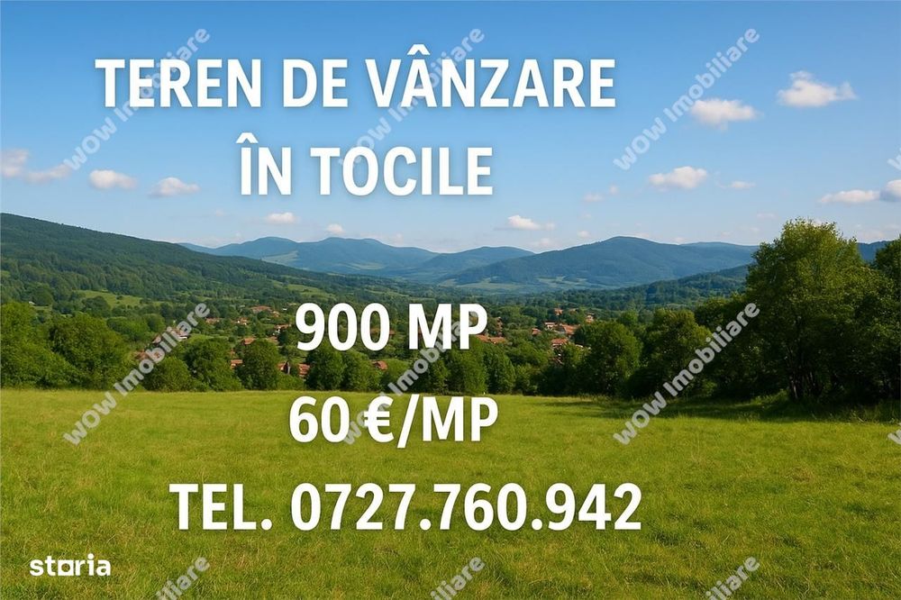 Teren intravilan de vanzare in Tocile 900 mp