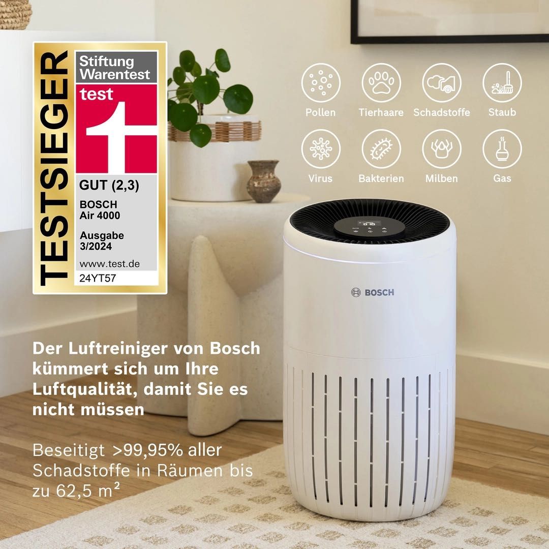 Пречиствател за въздух BOSCH – модерен дизайн, тиха работа