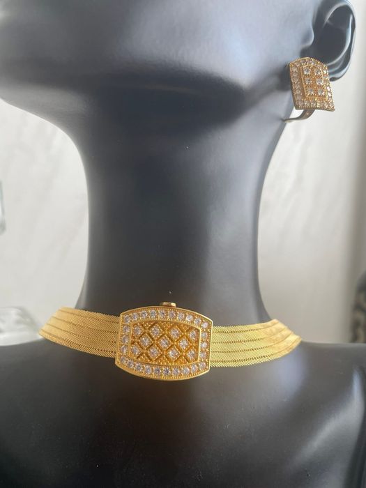 Златен комплект / синджир и обеце / 22к