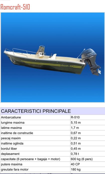 Barca Romcraft 510 motor Yamaha four stroke de 30 Cp