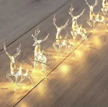 Безжични коленди лампички за елха еленчета 1.5 метра