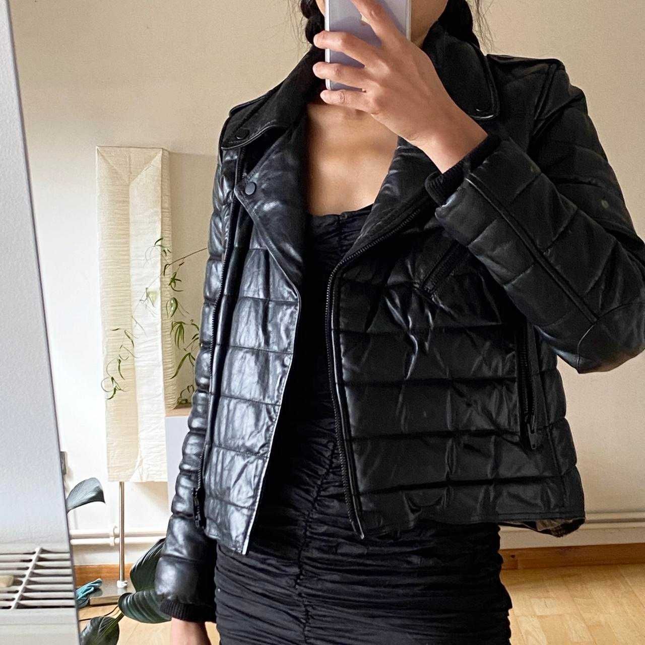geaca Alexander Wang H&M, 34/XS, piele, impecabila, padded,efect quilt