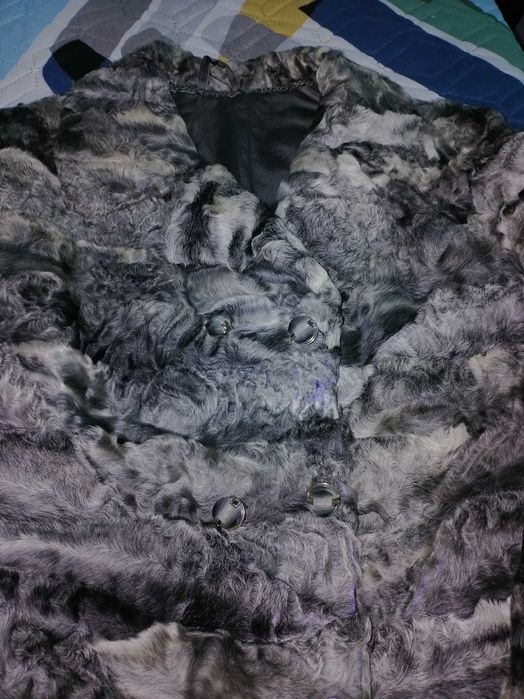 Кожено палто от естествен косъм на яре