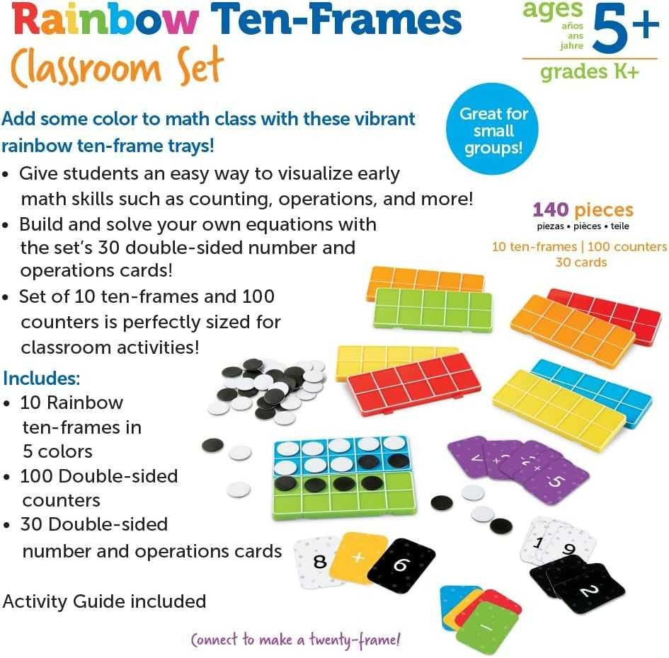 Ресурси за обучение Rainbow Ten-Frames Classroom Set,възраст 5+ години