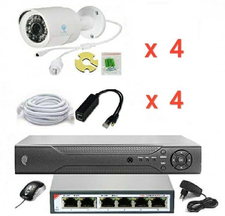 Готовый комплект IP видеонаблюдения на 4 камеры (Камеры IP  3.0MP)