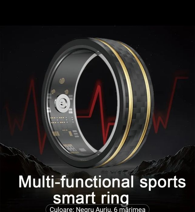 Inel inteligent black-gold mărimea 12