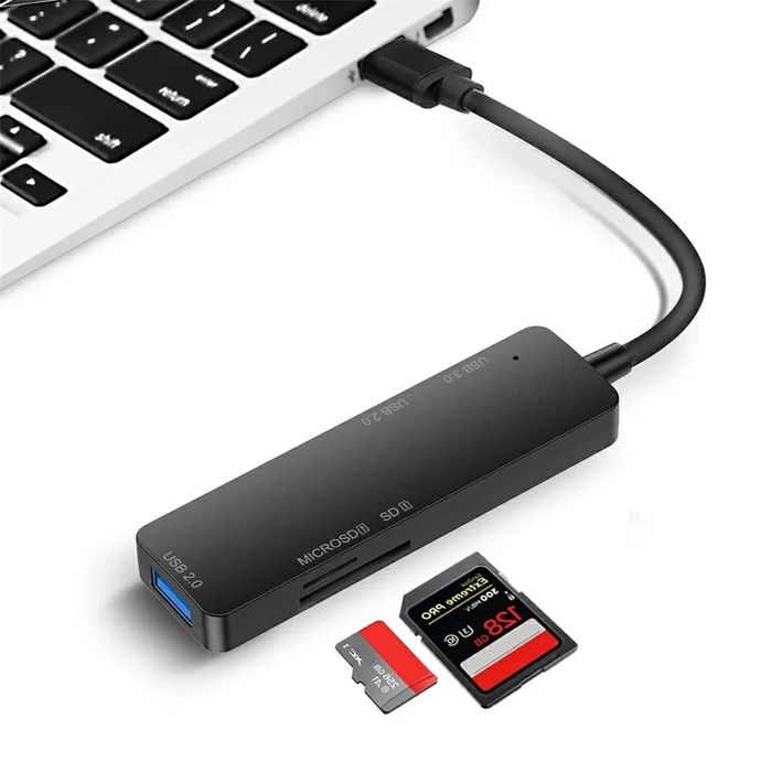 Четец на карти USB C ХЪБ 5 в 1 за мобилен телефон и компютър с SD, TF