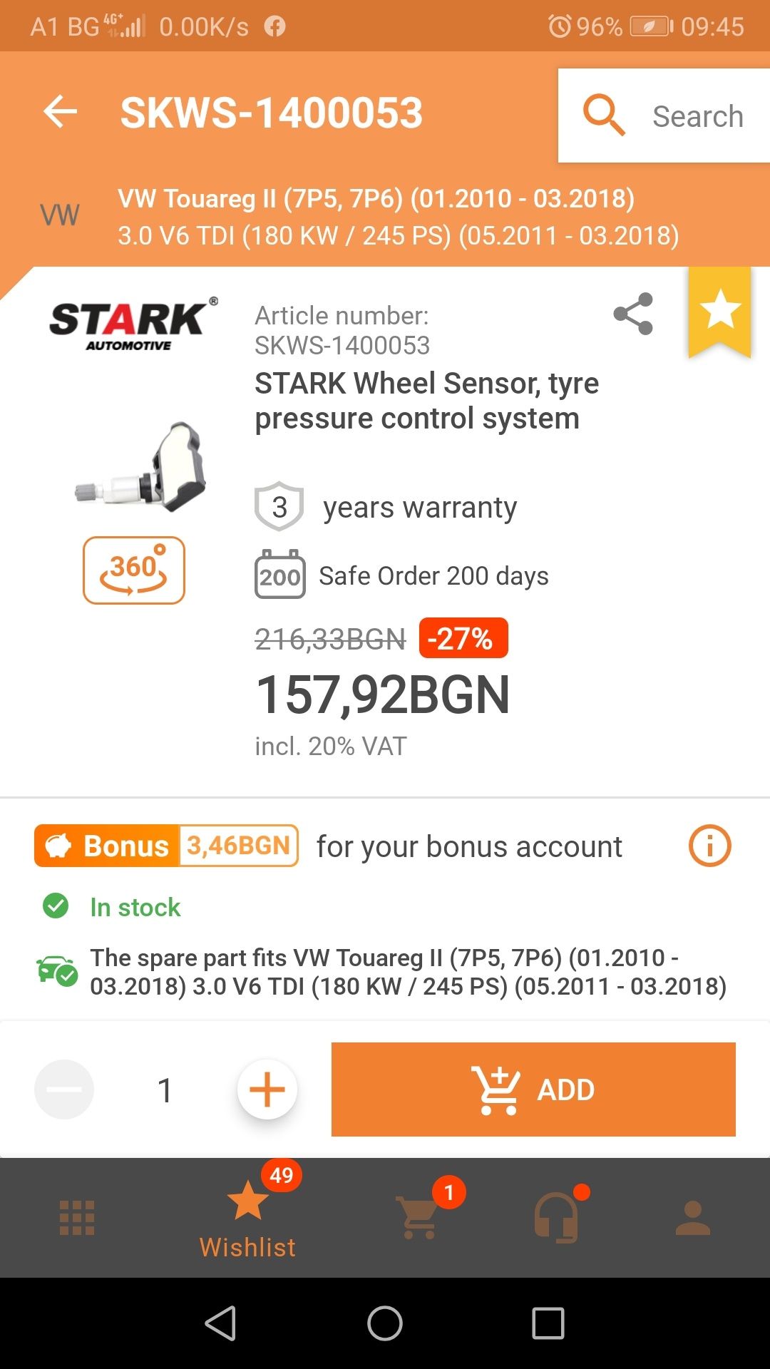 TPMS Датчици за налягане в гумите STARK GERMANY VW, PORSCHE, AUDI, BMW