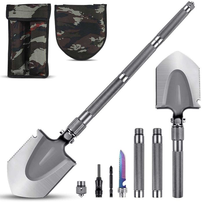 Lopata pliabila de camping, din otel, unealta multifunctionala, 78 cm