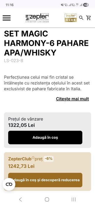 Set pahare Zepter Magic Harmony - 6 Pahare apa / whiskey