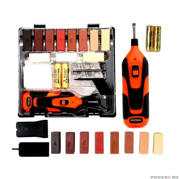 Dispozitiv, kit reparare lemn, 18 elemente, Kraft