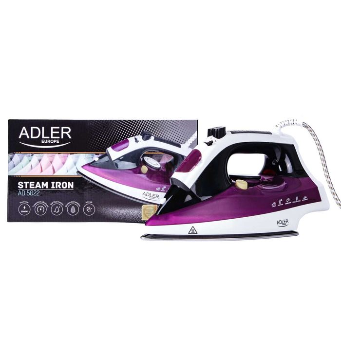 Fier de calcat cu abur Adler AD5022, 2200 W, talpa inox, abur vertical