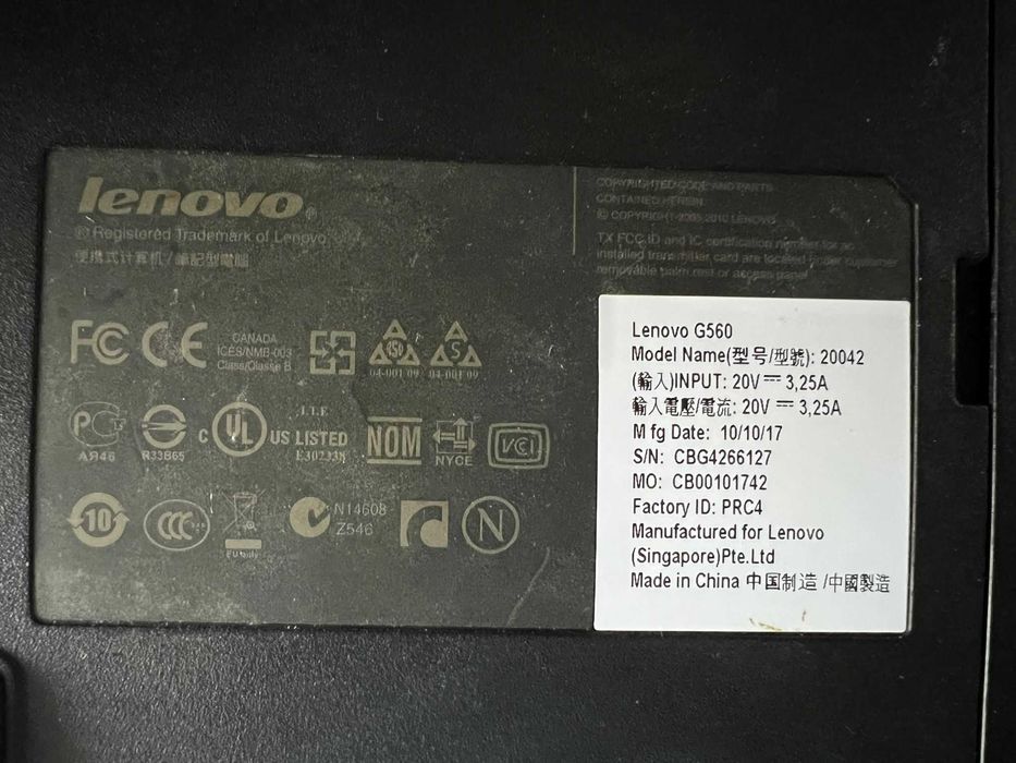 laptop lenovo G560, intel P6100, ssd 256 gb, 4 gb ram ddr3