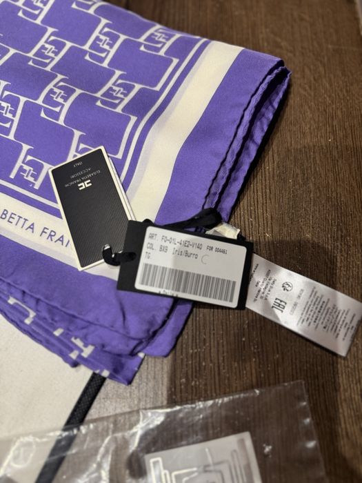 ELISABETTA FRANCHI Оригинален Копринена Шал с Монограм, Нов