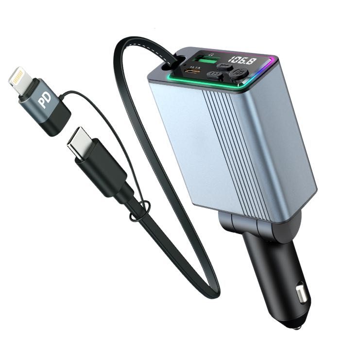 Modulator FM NETSTAT® Bricheta BT 5.3 QC3.0+PD30W Cablu Retractabil