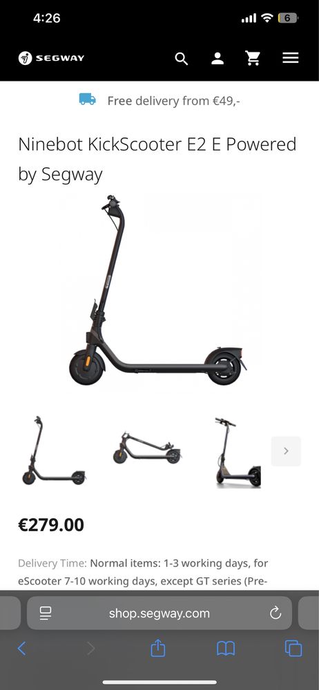 Електрическа Тротинетка Ninebot E2 by Segway