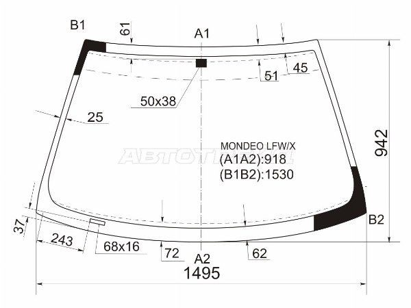 Стекло лобовое FORD MONDEO/CONTOUR 4/5D 93-00 Ford Contour