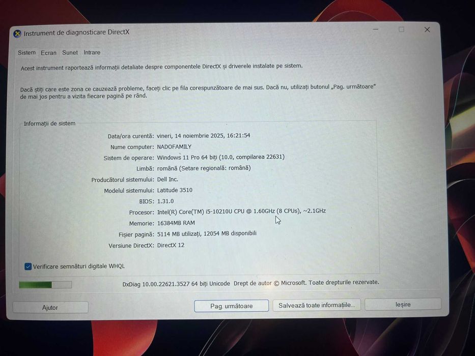 Laptop Dell Latitude 3510, i5-10210U, 16 GB RAM, 256 SSD