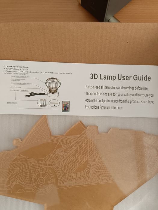 NOUA Lampa 3D cu telecomandă, model mașină sport