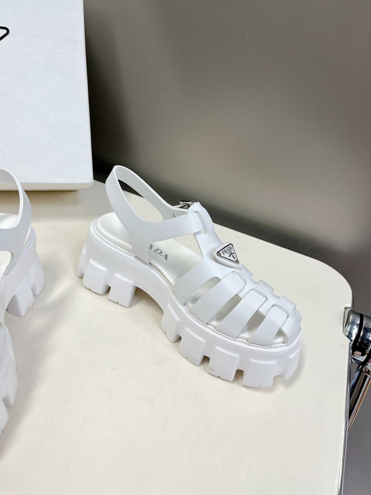 Sandale Prada Monolith alb, marimi 35-40, Premium