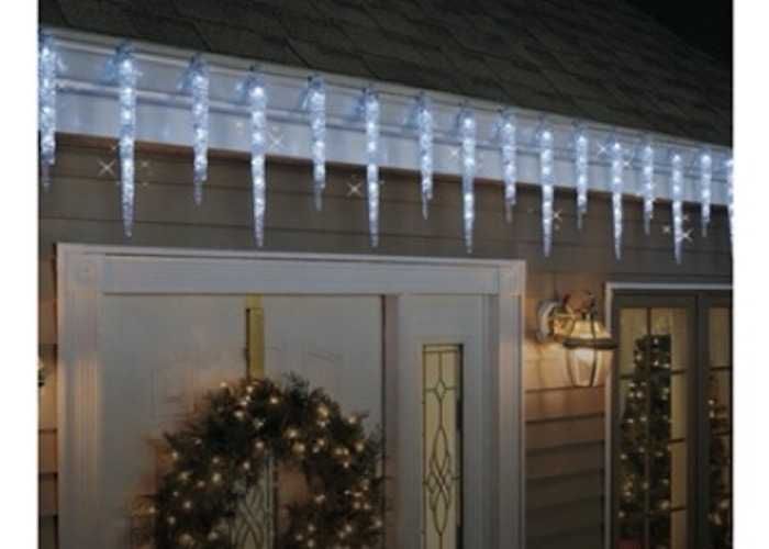 Коледни ледени висулки падащ сняг 3м 40см 8бр топла светлина външна