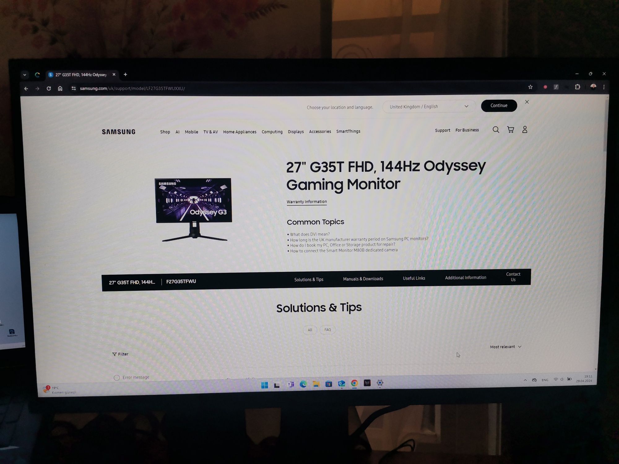 Samsung Gaming Monitor 144Hz 1080p Odyssey G35T FHD