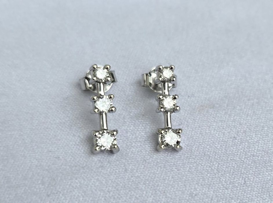 Cercei din aur alb 14k cu diamante naturale