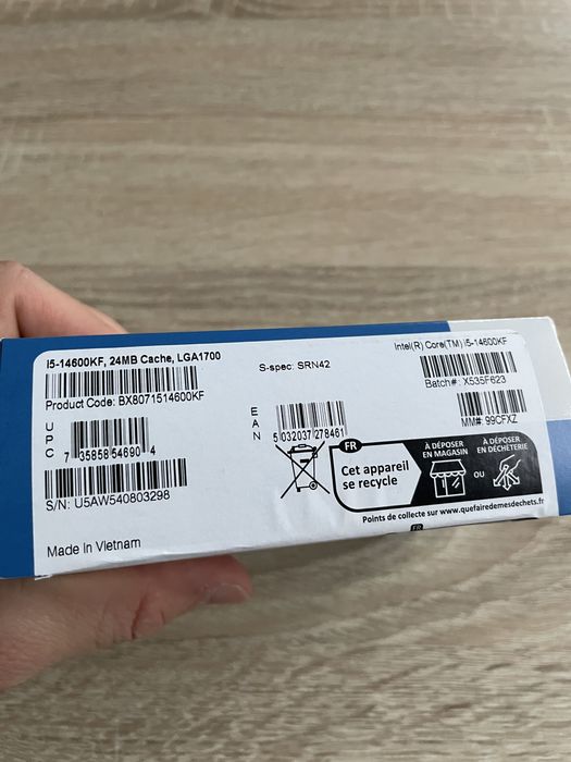 Intel Core i5-14600KF 14 ядра, до 5.3 GHz - чисто нов, неразопакован