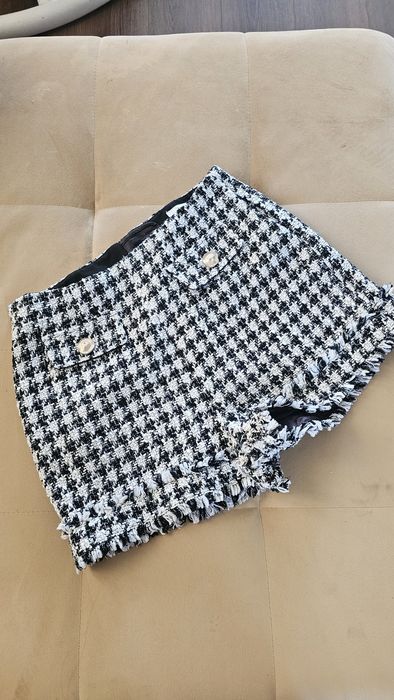 Твидовые шорты "гусинная лапка" size L