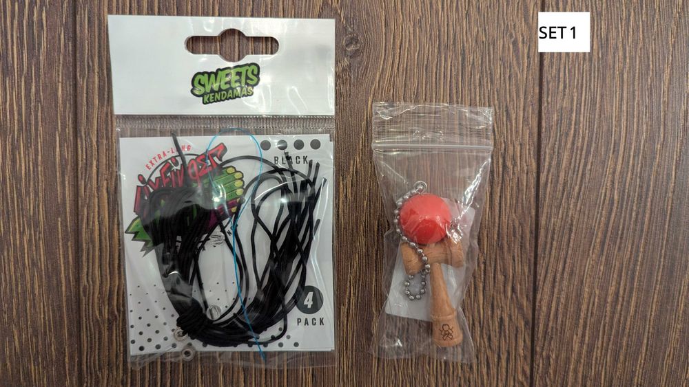 Accesorii (set cadou) pentru Kendama: ață, breloc, port-kendama (husă)