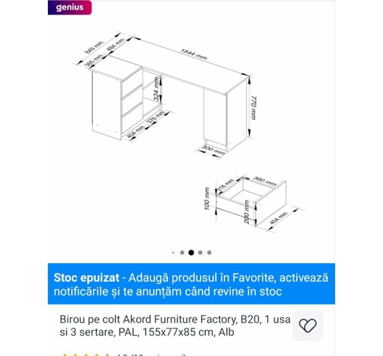 birou pe colț, nou, sigilat