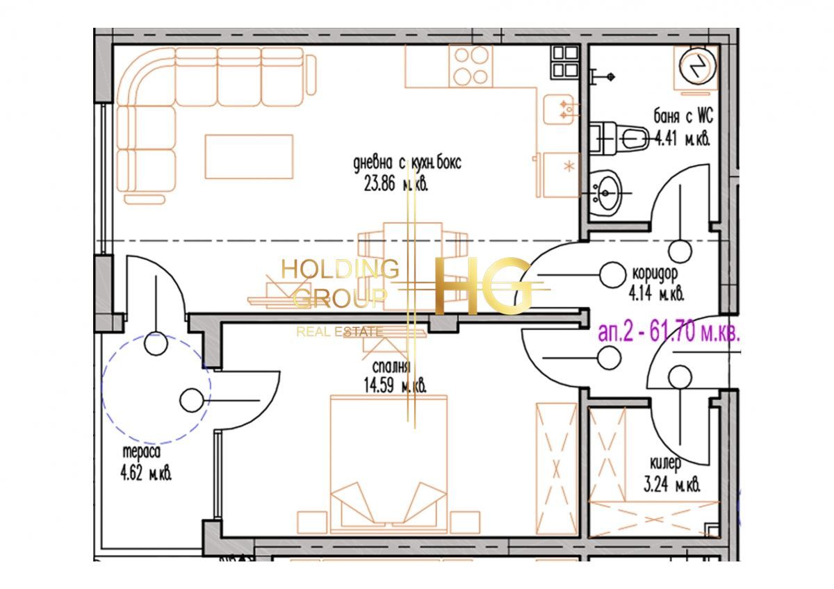 Продава се Двустаен апартамент в Варна, м-т Траката - 68 кв.м за 1248 €/кв.м - Снимка #1
