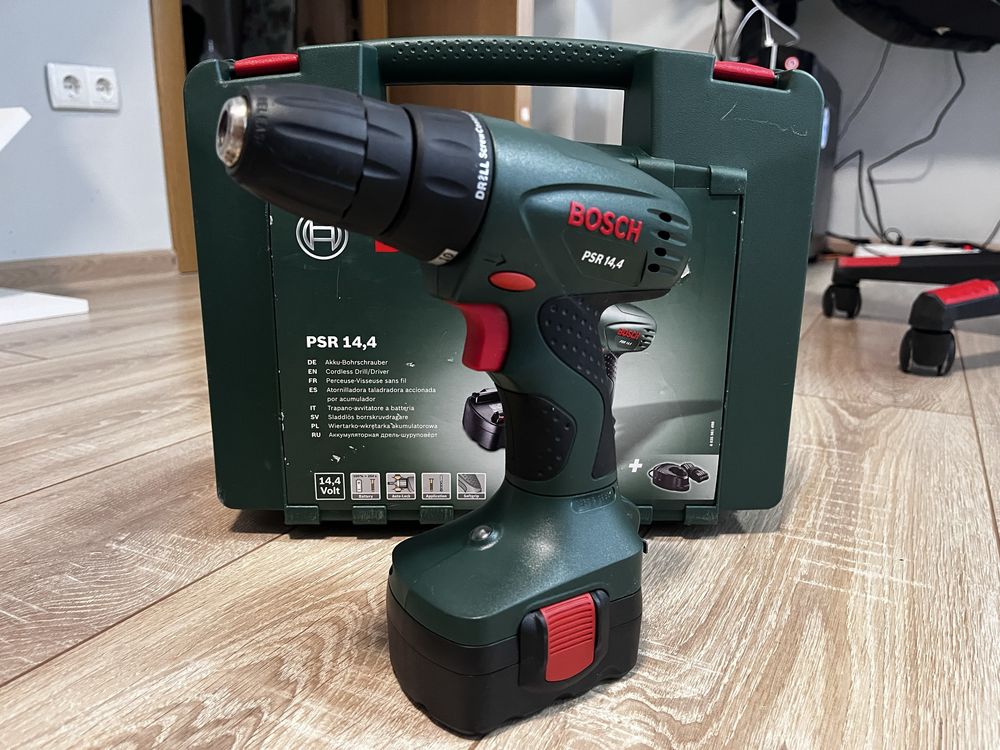 Винтоверт Bosch PSR 14.4 • Пълен комплект • Надежден винтоверт за дома