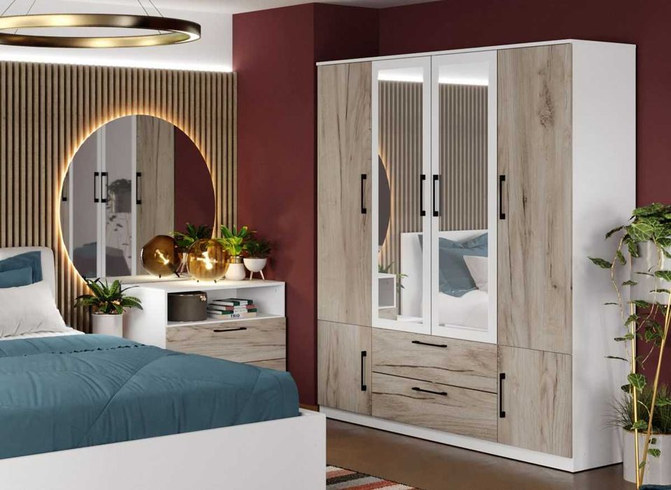 Dulap Relax Alb / Stejar k02 – C165/03 cu oglinda