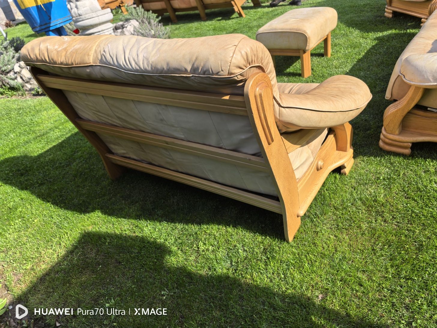 Canapele 321 lemn cu piele
