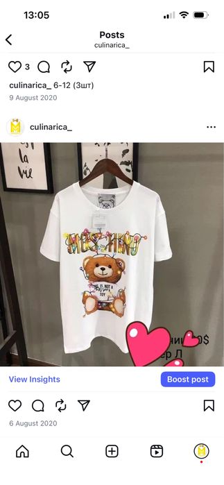 Женская футболка moschino размер л