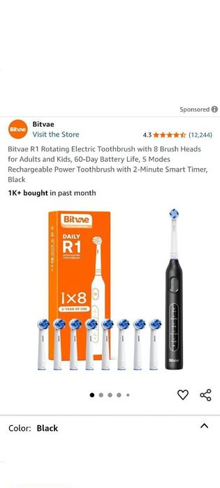 Bitvae R1 с 8 насадками электрическая зубная щётка