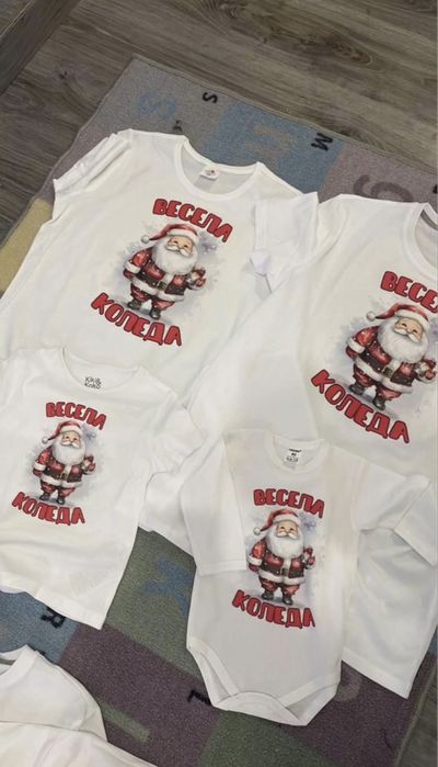 Комлекти тениски за коледа за фотосесия коледни тениски за всички