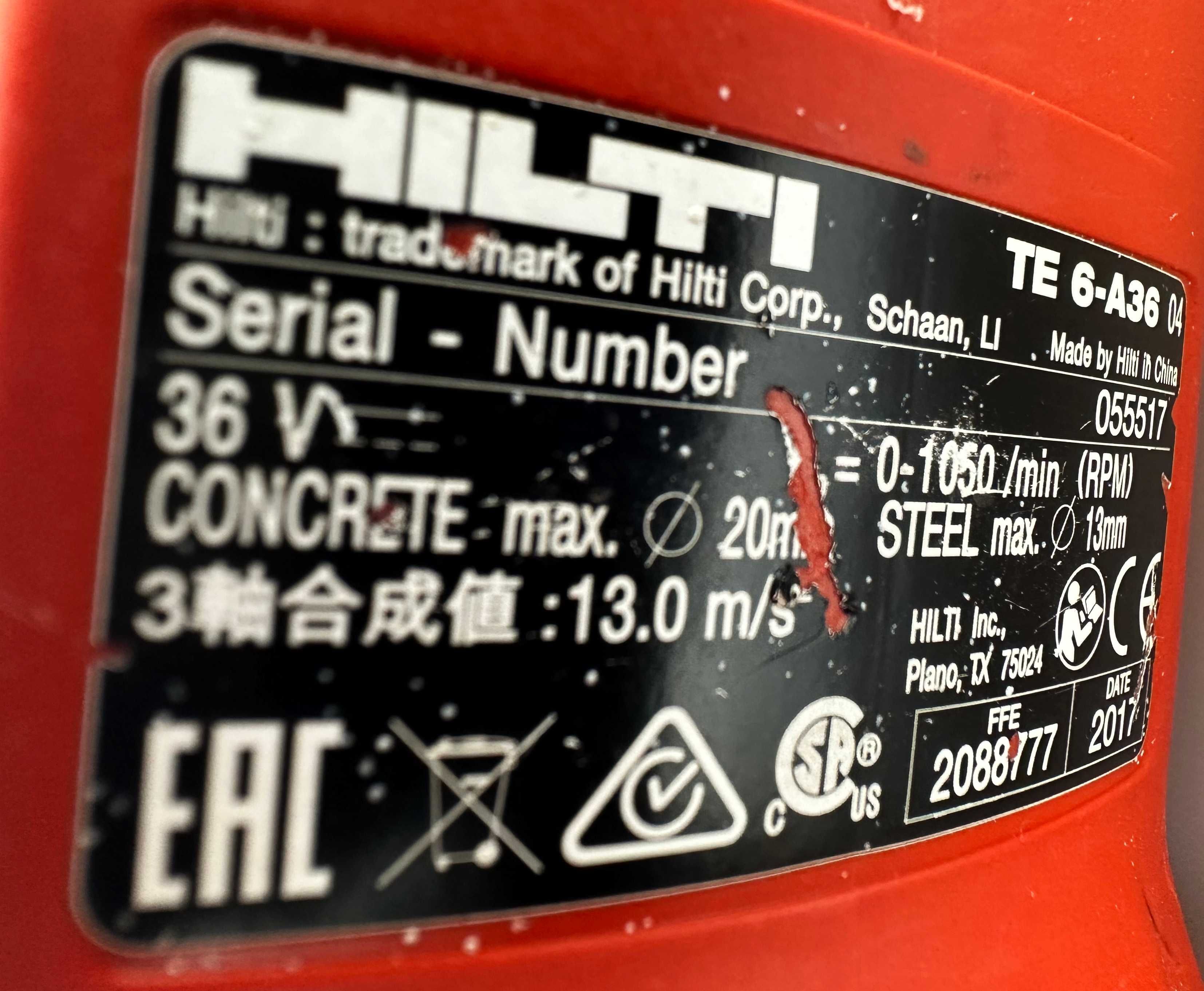 Hilti TE 6-A36 AVR - Мощен акумулаторен перфоратор 36V