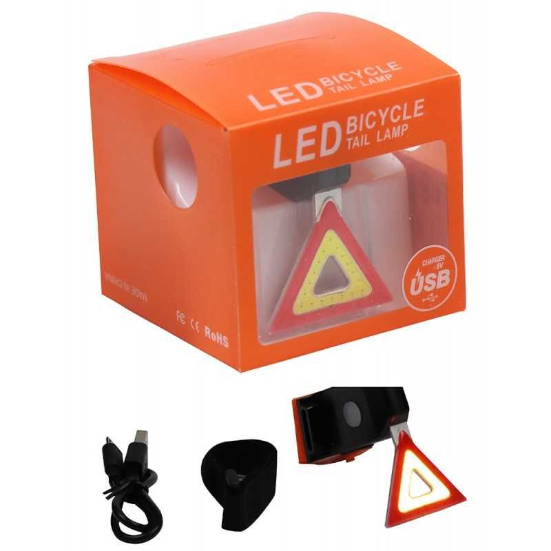 Stop LED COB triunghi superluminos USB bicicleta cursiera mtb