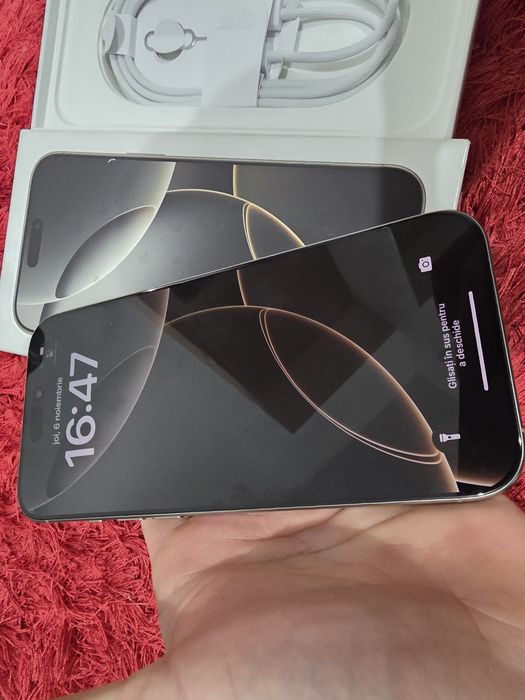 -Iphone 16Pro Max, ca Nou, 256Gb, 8Ram, Natural Titanium, bat: 100%-95