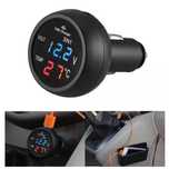 3в1 12V 24V Волтметър Термометър и USB зарядно за камиони леки коли