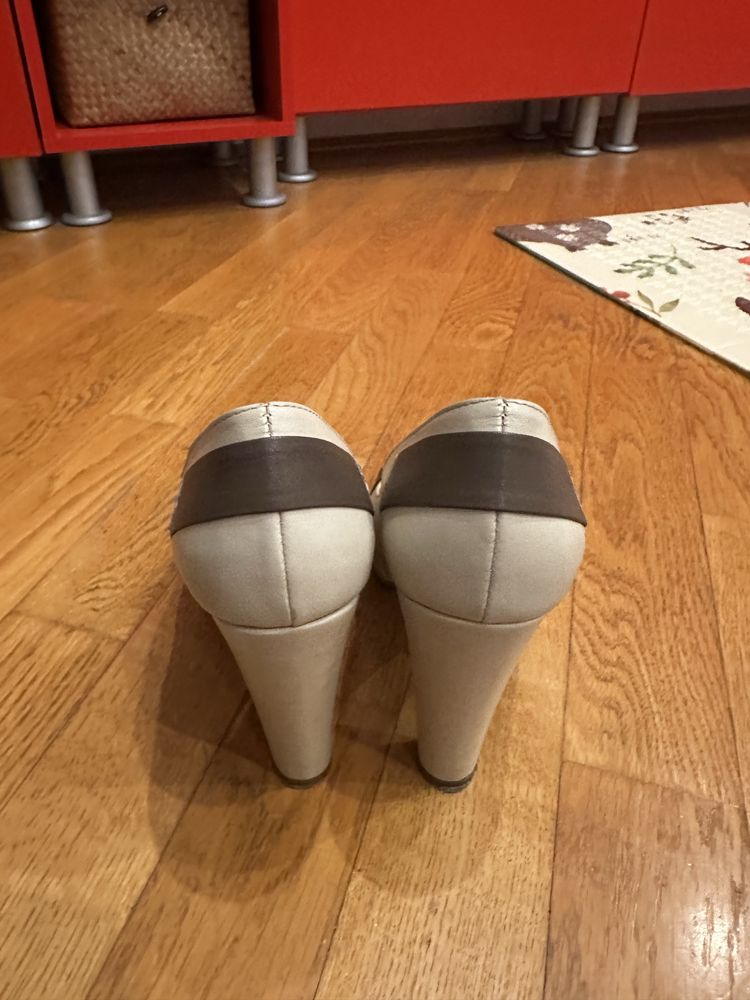 Pantofi din piele cu toc si platforma Boston Shoes Hand Made