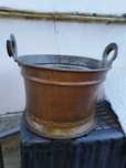 Oala de făcut mâncare de cupru alimentar vintage muzeu