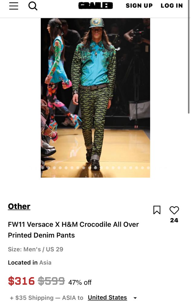 VERSACE X H&M Crocodile/мъжки дънки W33